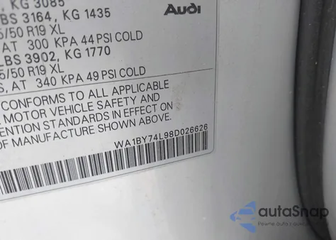 2008 Audi Q7 3.6 Premium from USA, damaged, VIN WA1BY74L98D026626
